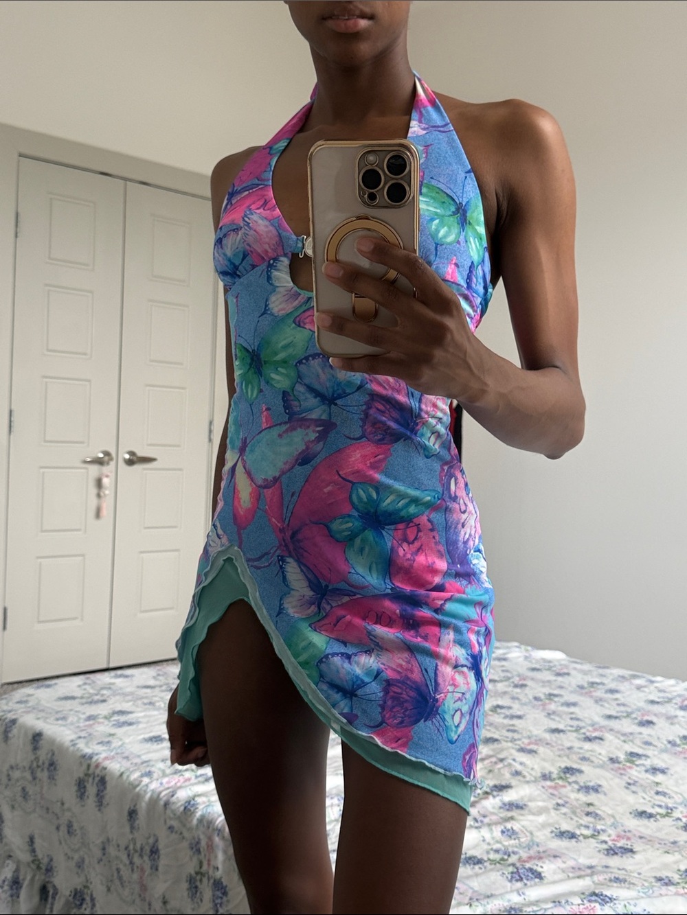 Elsie & Fred Butterfly Halter Mesh dress xxs